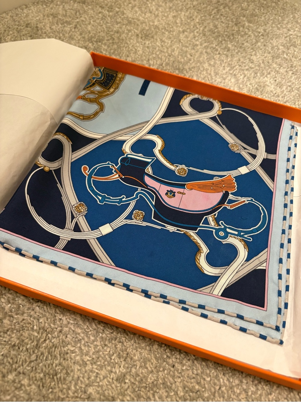 Hermes Print Silk Scarf, Small Size